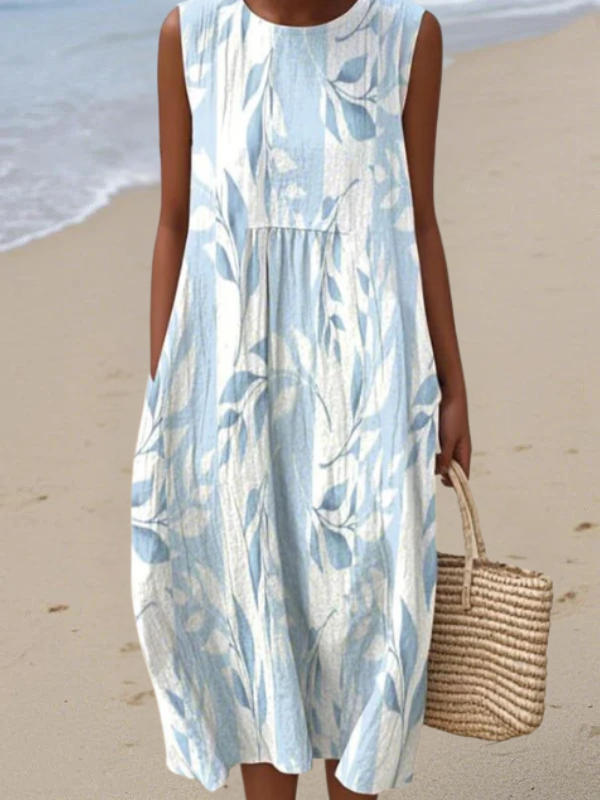 Audrey | Midi Dress with Leaf Print