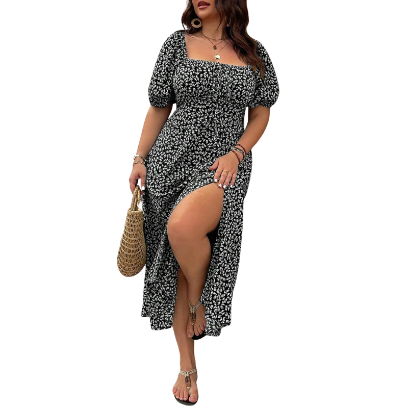 SERENE™ – Elegant Plus Size Tie Front Floral Dress