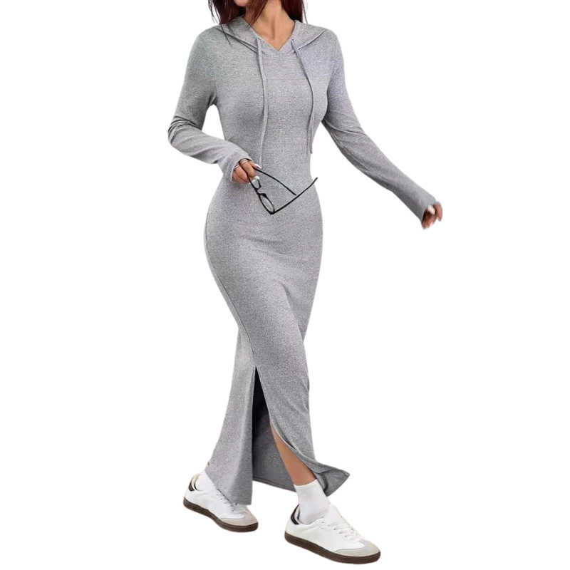 LUCY™ – Casual Hooded Drawstring Slim Fit Dress