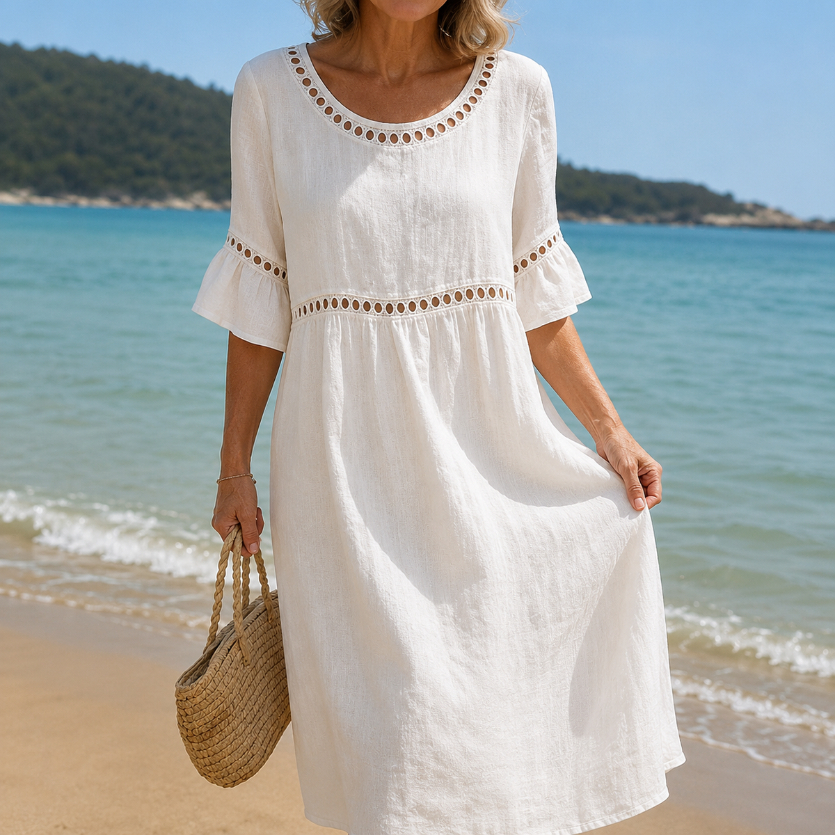 Hélène | Long Linen Dress with a Flat-Tummy Effect