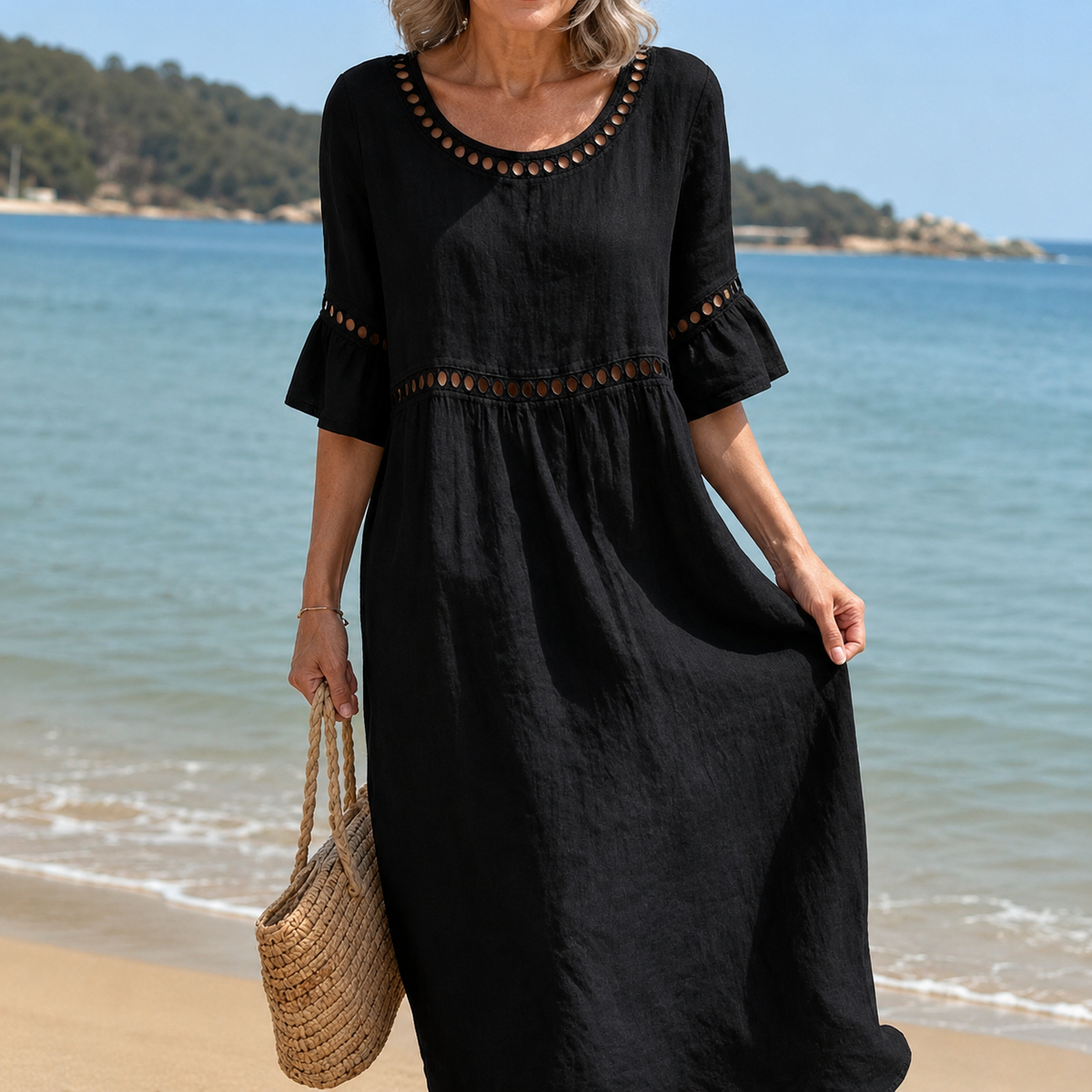 Hélène | Long Linen Dress with a Flat-Tummy Effect
