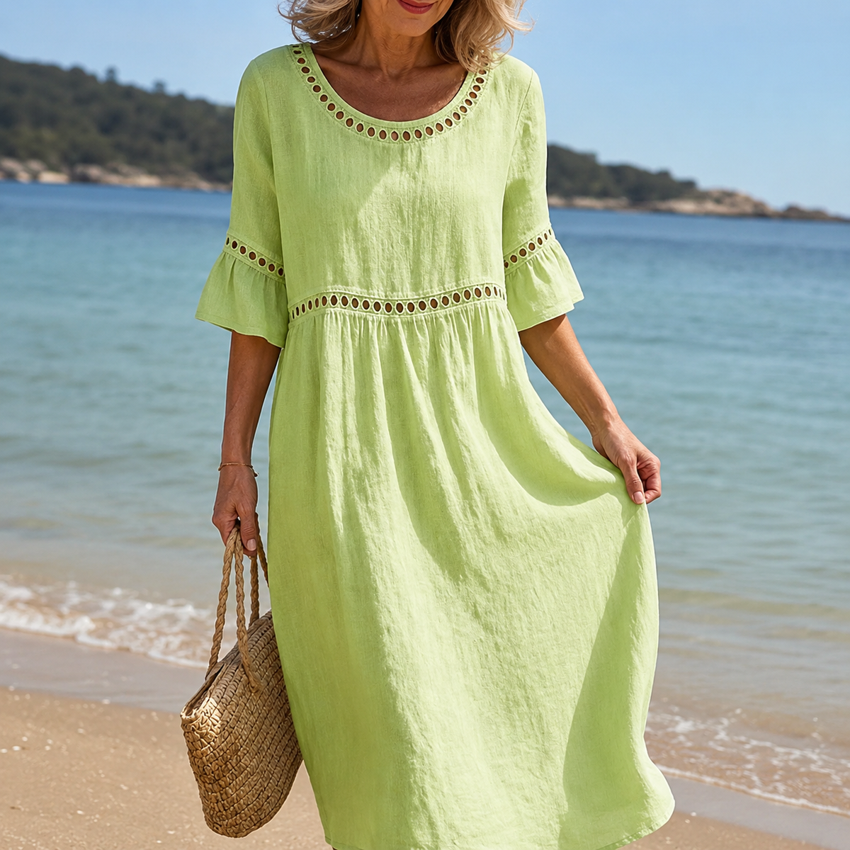 Hélène | Long Linen Dress with a Flat-Tummy Effect