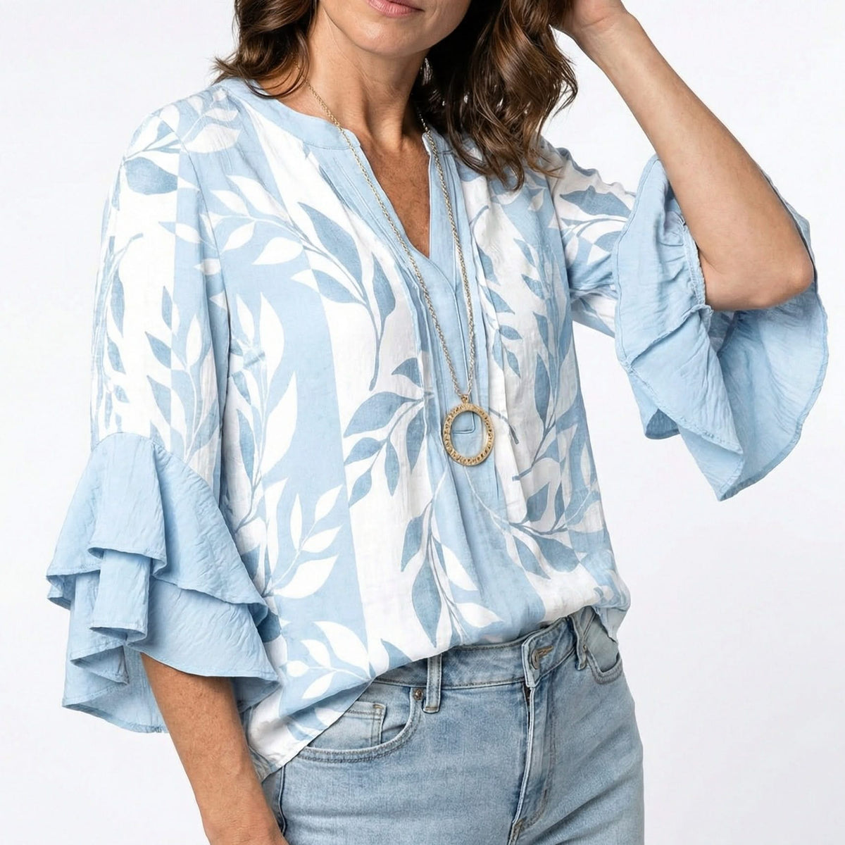 ELENORA WHISPER RUFFLE BLOUSE